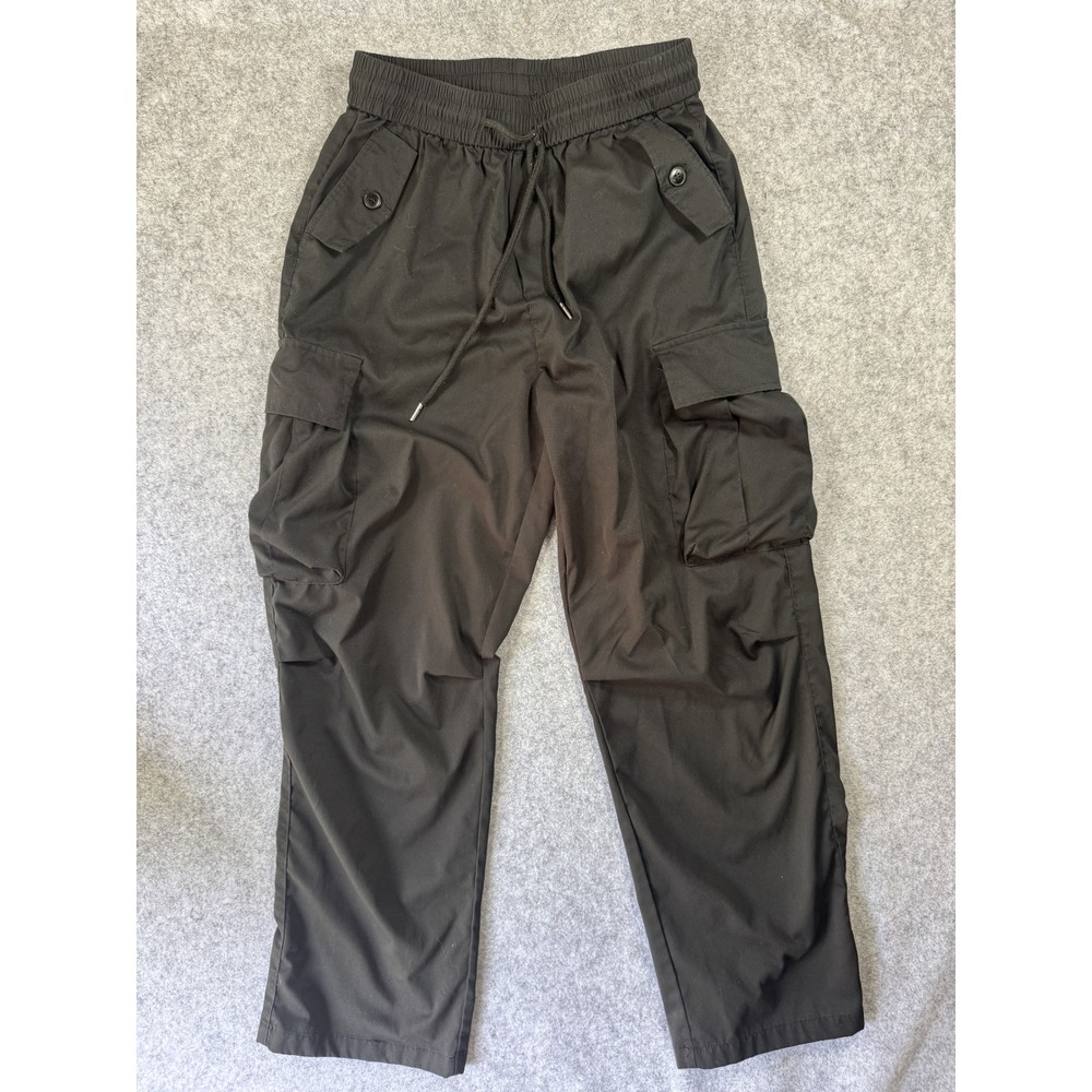 Unbranded Relaxed Cargo Jogger Pants Medium Black Polyester Utility Streetwear